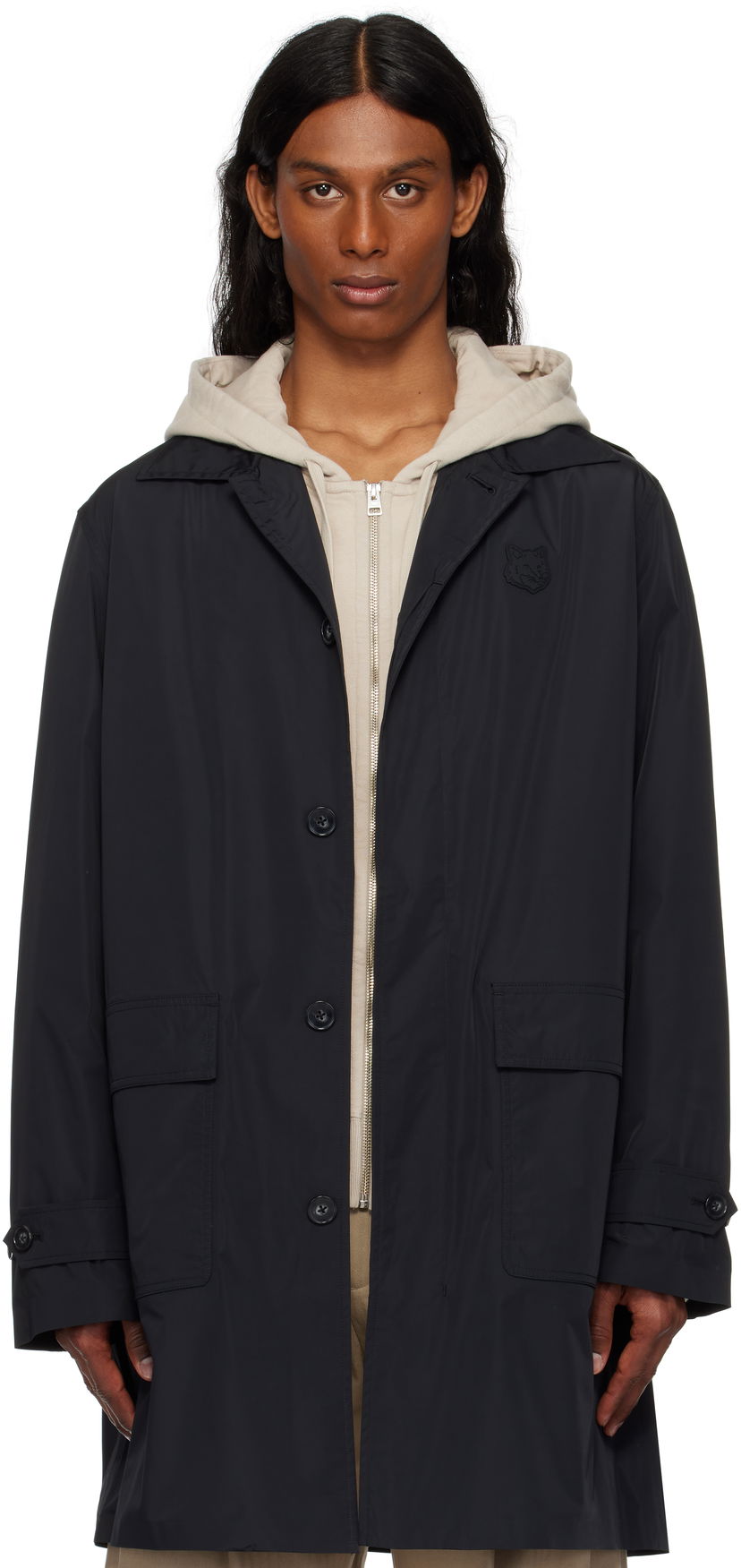 Plašči MAISON KITSUNÉ Maison Kitsuné Light Mac Coat Črna | OM02212WQ4044