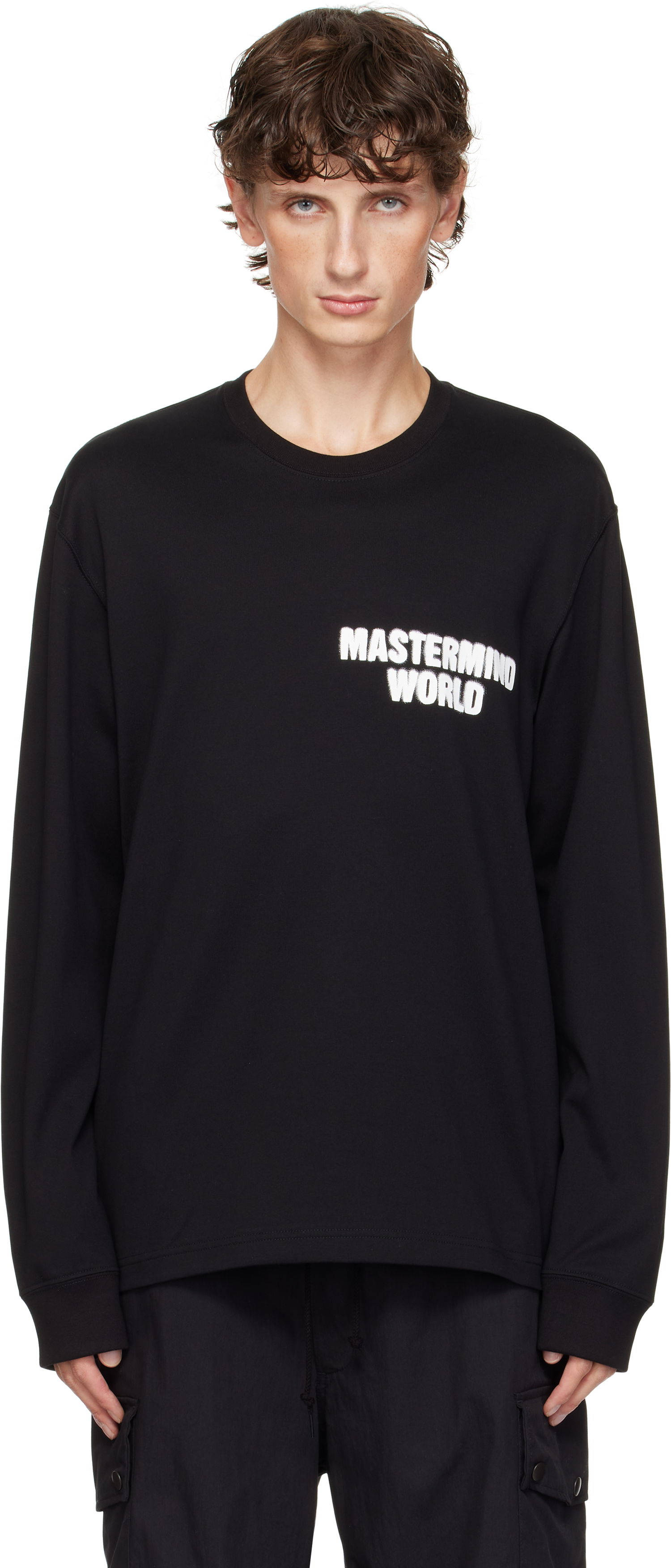 Majica Mastermind WORLD Long Sleeve Spray Paint T-shirt Črna | MW24S13-TS050-010, 0