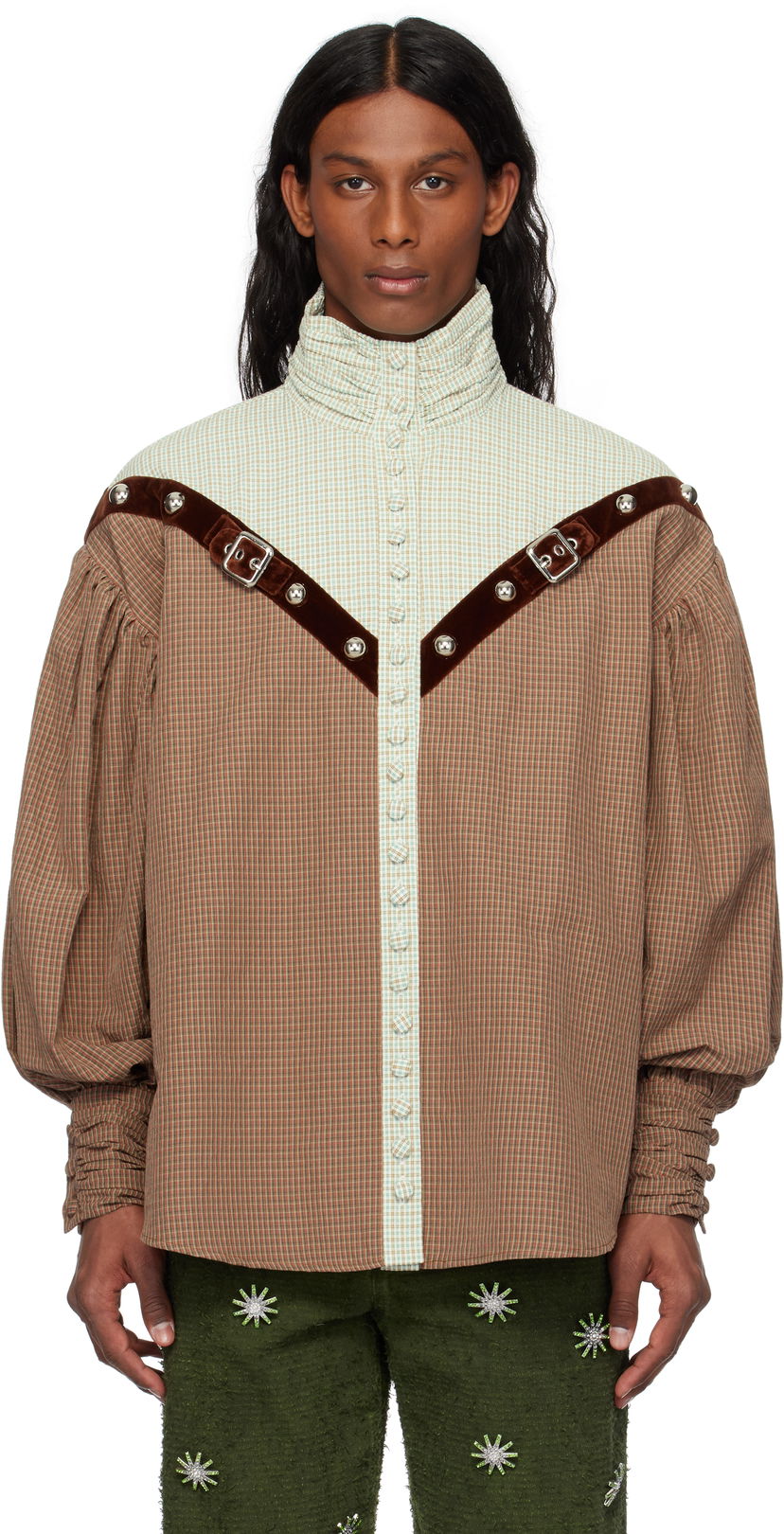 Srajce Chopova Lowena Chopova Lowena Atwixt Gingham Buckle Shirt Rjava | 2283