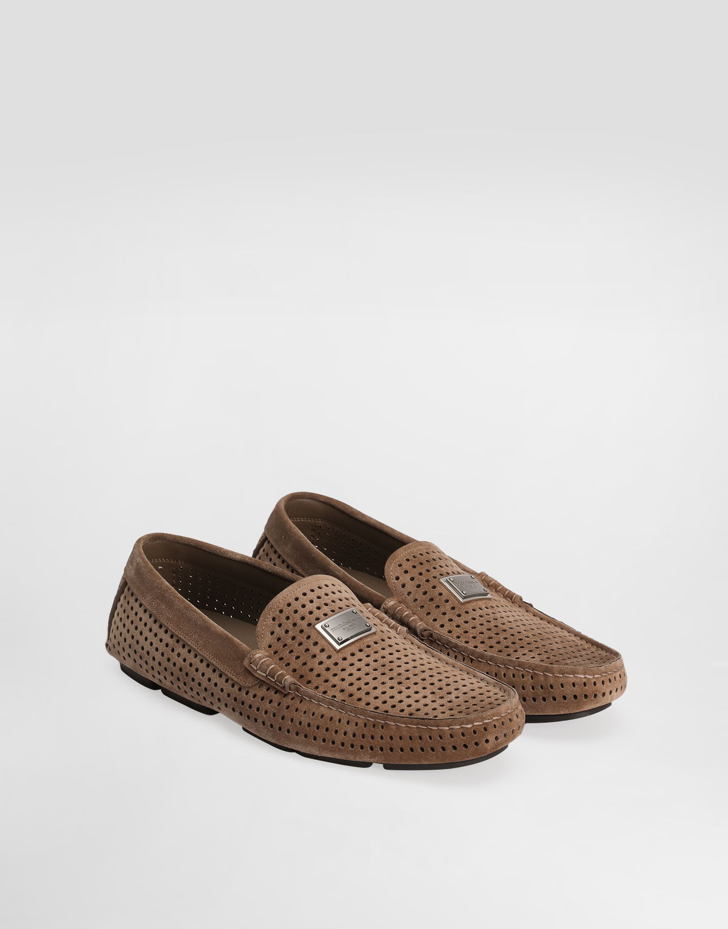 Modni dodatki Dolce & Gabbana Dolce & Gabbana DG Driver Perforated Split Calfskin Loafers Rjava | A50713AE00380024, 1