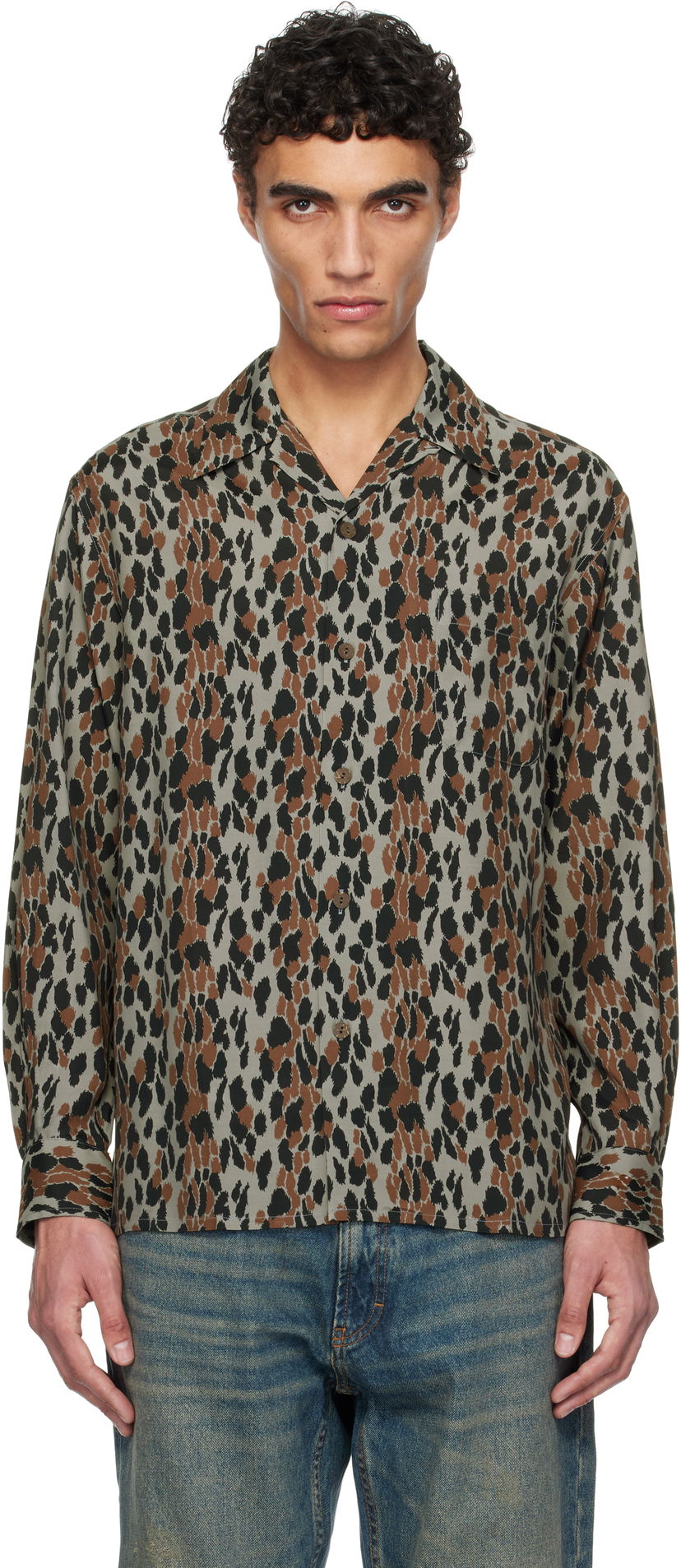 Srajce WACKO MARIA WACKO MARIA Leopard Print Shirt Rjava | 25SSE-WMS-HI02