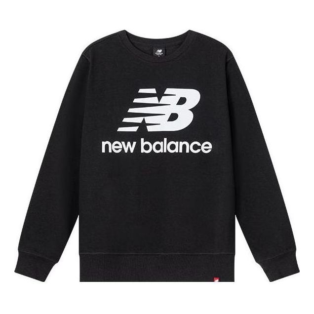 Pulover New Balance Essentials Stacked Logo Crew Sweatshirt Črna | AMT03560-BK