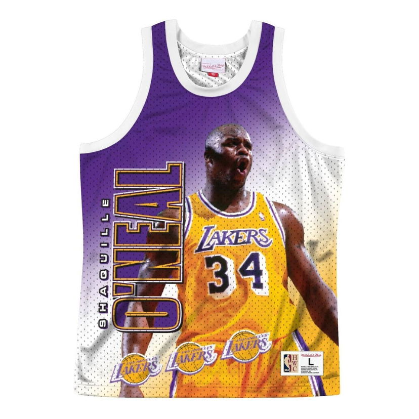 Majica brez rokavov Mitchell & Ness Mitchell & Ness NBA Los Angeles Lakers Shaquille O'Neal Jersey Lila | MSTKMI19002-LALWHITSON