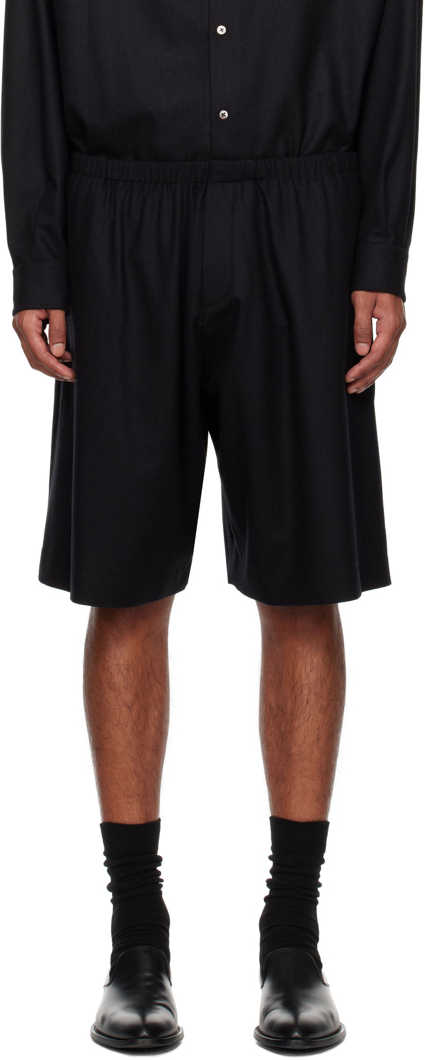 Kratke hlače The Row Aimir Black Wool Shorts Črna | 779-W3301