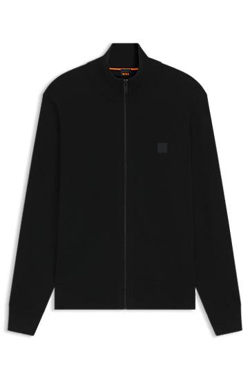 Jakna BOSS Cotton-Cashmere Knit Jacket Črna | 50543692