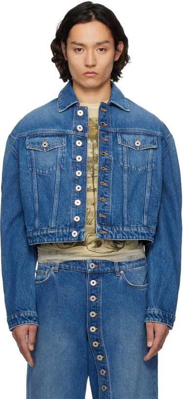 Jakna Jean Paul Gaultier Jean Paul Gaultier 'The Buttoned' Cropped Denim Jacket Modra | 25/34-U-VE092-D013-57, 0
