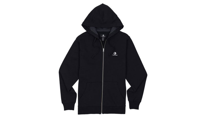 Pulover Converse Embroidered Full-Zip Hoodie Črna | 10020341-A01