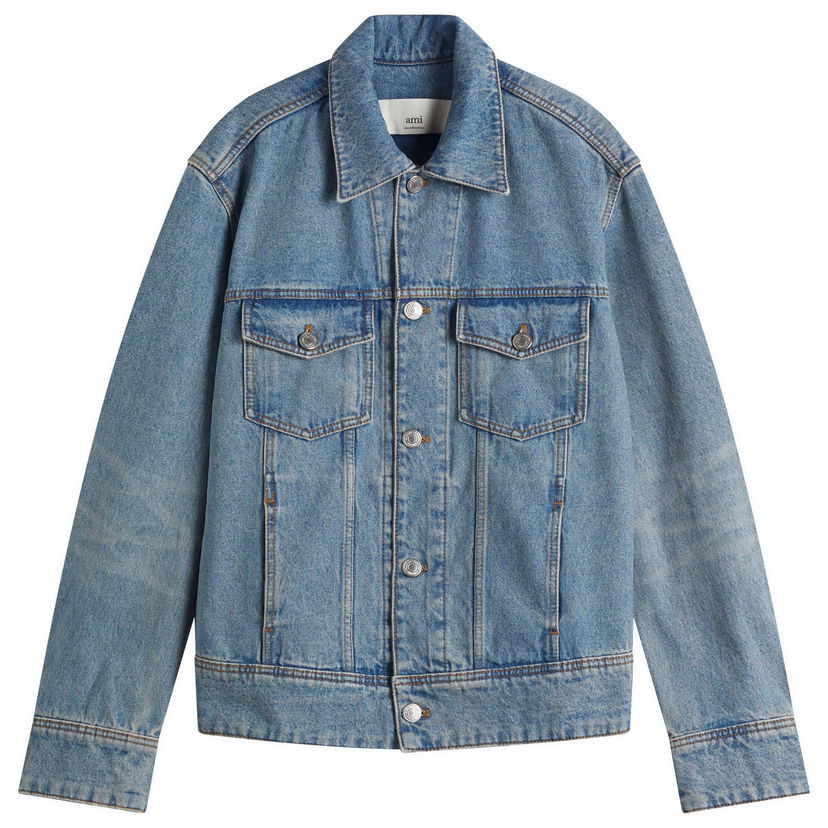Jakna AMI AMI Paris Trucker Jacket, Size Large Modra | HJK247-DE0046-480