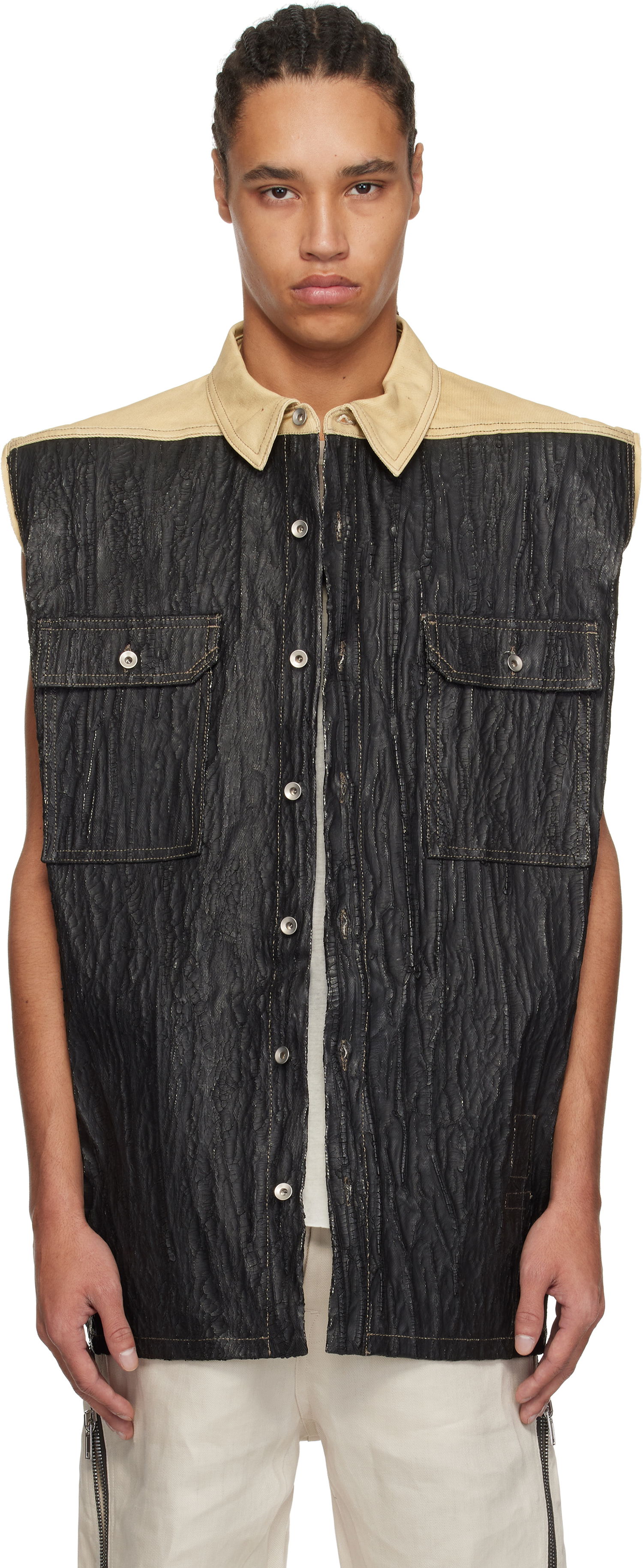 Telovnik Rick Owens Rick Owens DRKSHDW Hollywood Tommy Jumbo Denim Vest Črna | DU01E3764 DCFCR, 0