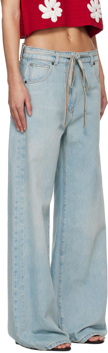 Kavbojke MSGM MSGM Wide-Leg Jeans Modra | 3841MDP234L 257275, 1