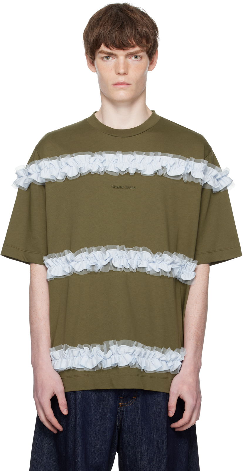 Majica Simone Rocha Simone Rocha Ruffle Frill T-Shirt Zelena | 5362 0553