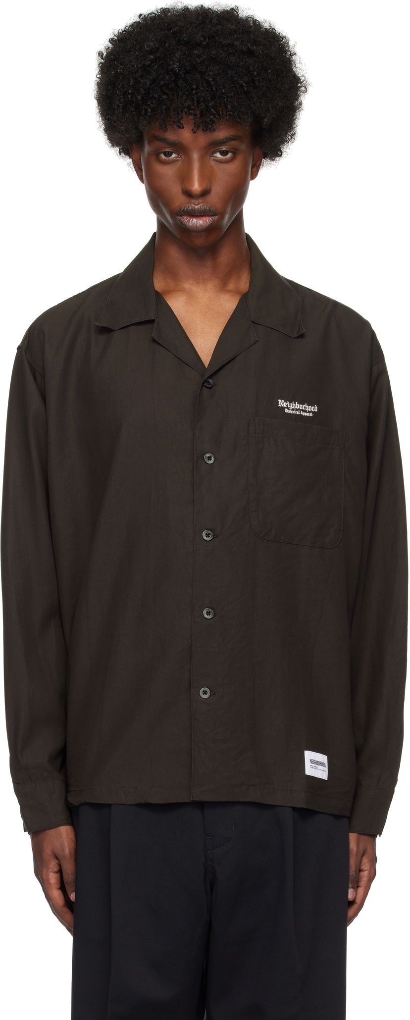 Srajce Neighborhood Open Collar Shirt Črna | 242TSNH-SHM07
