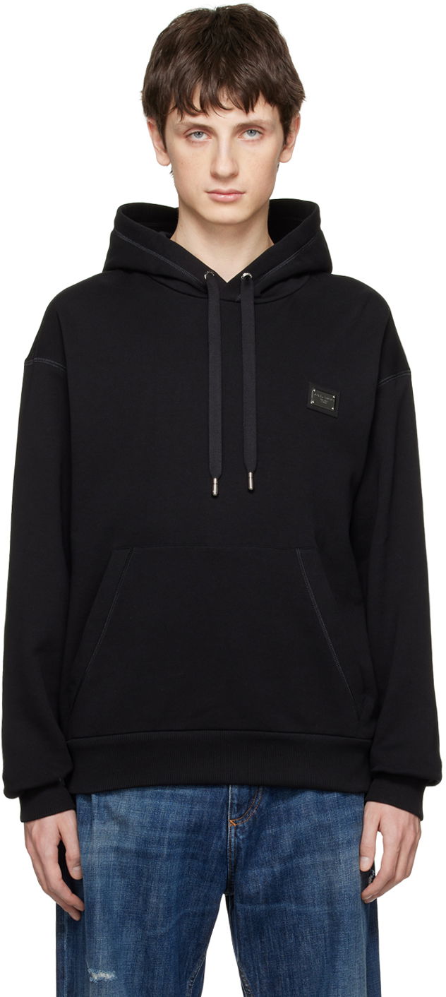 Pulover Dolce & Gabbana Black Plaque Hoodie Črna | G9ZU0TG7F2G