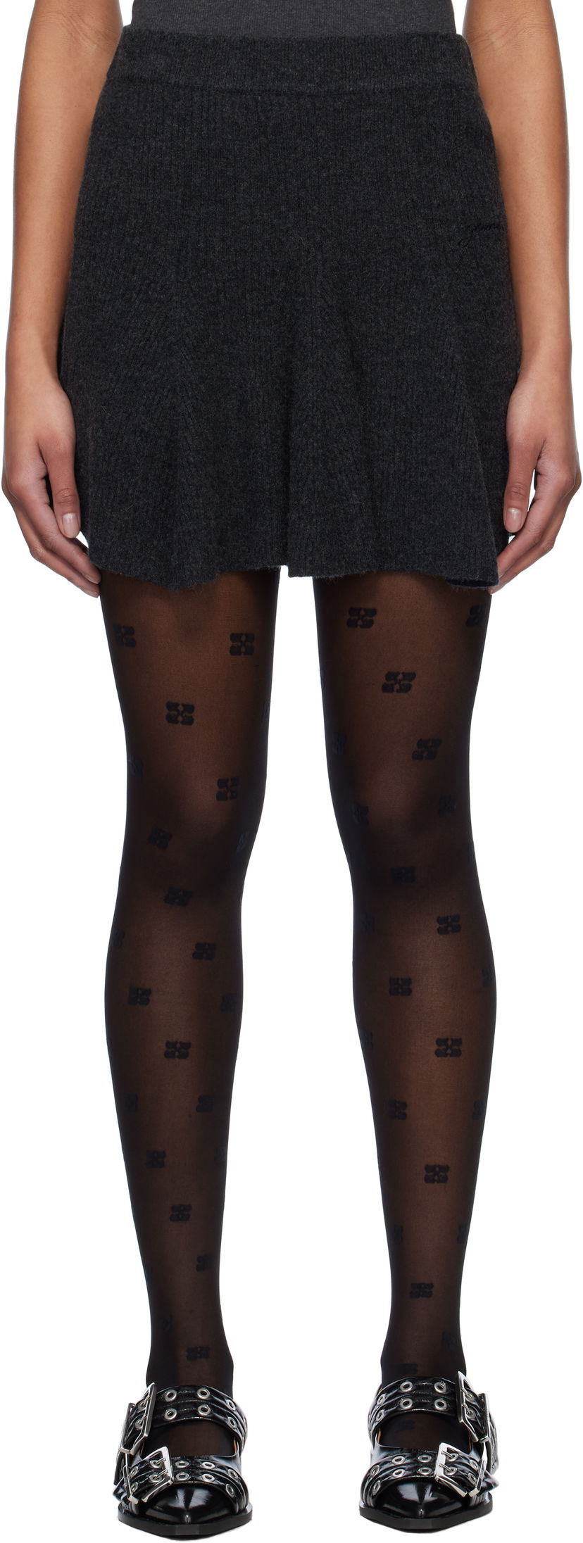 Krila GANNI GANNI Cashmere Blend Mini Skirt Siva | K2420