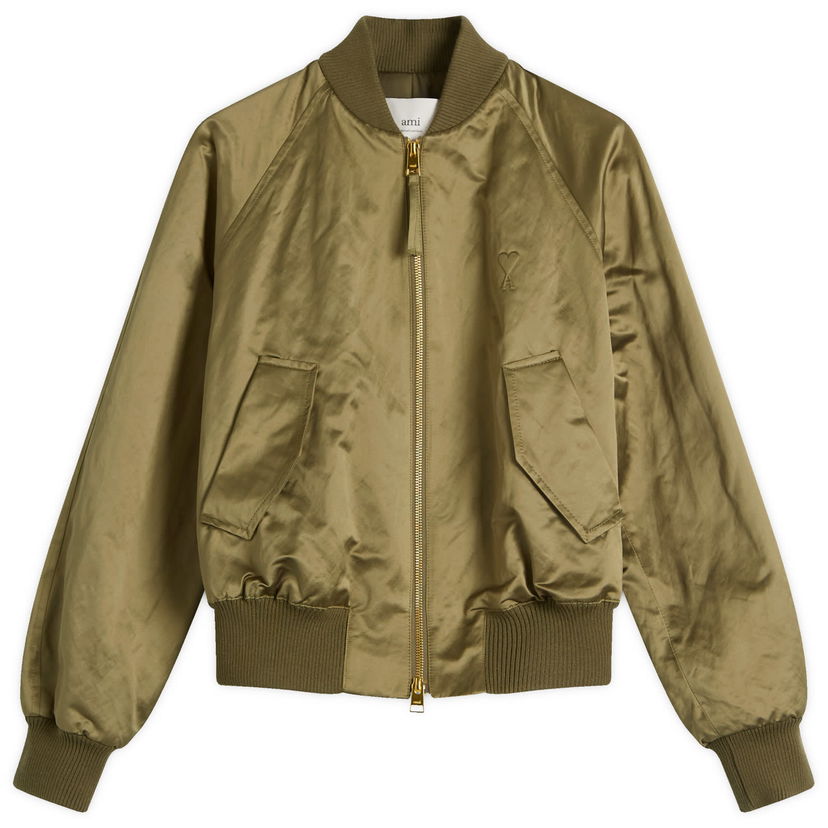 Bomber jakna AMI Women's De Coeur Bomber Jacket, Size Large Zelena | FJK011-CO0100-376