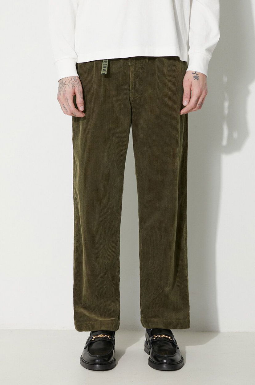 Hlače Human Made Corduroy Easy Pants Zelena | HM26PT017