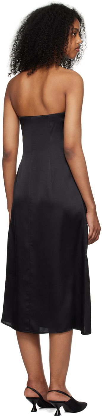 Obleke Anine Bing Anine Bing Megan Strapless Midi Silk Satin Dress Črna | A-02-1410-000A, 2