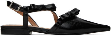 Nega čevljev GANNI GANNI Multi Bow Pointy Cut-Out Ballerina Flats Črna | S2436, 0
