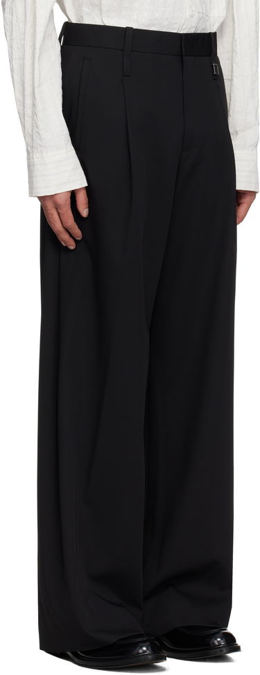 Hlače WOOYOUNGMI WOOYOUNGMI Wool Wide Leg Trousers Črna | W251PT03, 1
