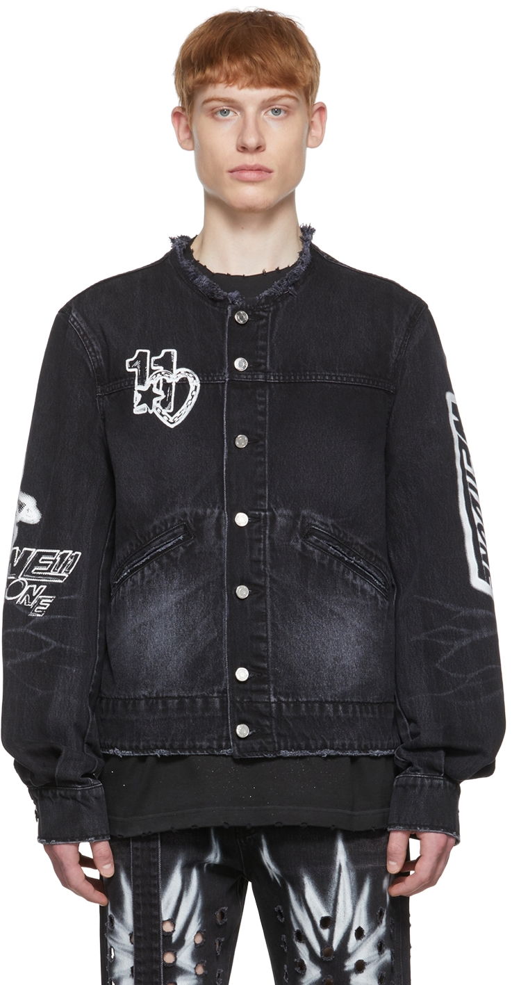 Jakna We11done Faded Denim Jacket Črna | WD-DJ1-22-347-U-WB