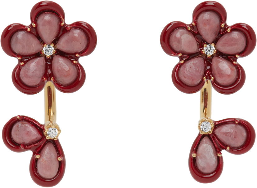Uhani Bottega Veneta Bottega Veneta Flower Drop Earrings Rdeča | 804878 V53E1