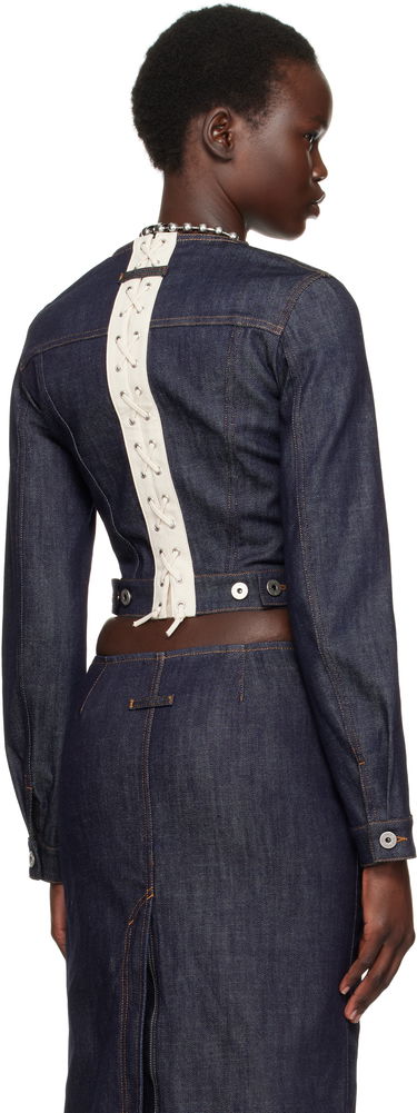 Jakna Jean Paul Gaultier Jean Paul Gaultier 'The Contrasting Lace-Up' Cropped Denim Jacket Modra | 25/33-F-VE085-D019-5568, 2