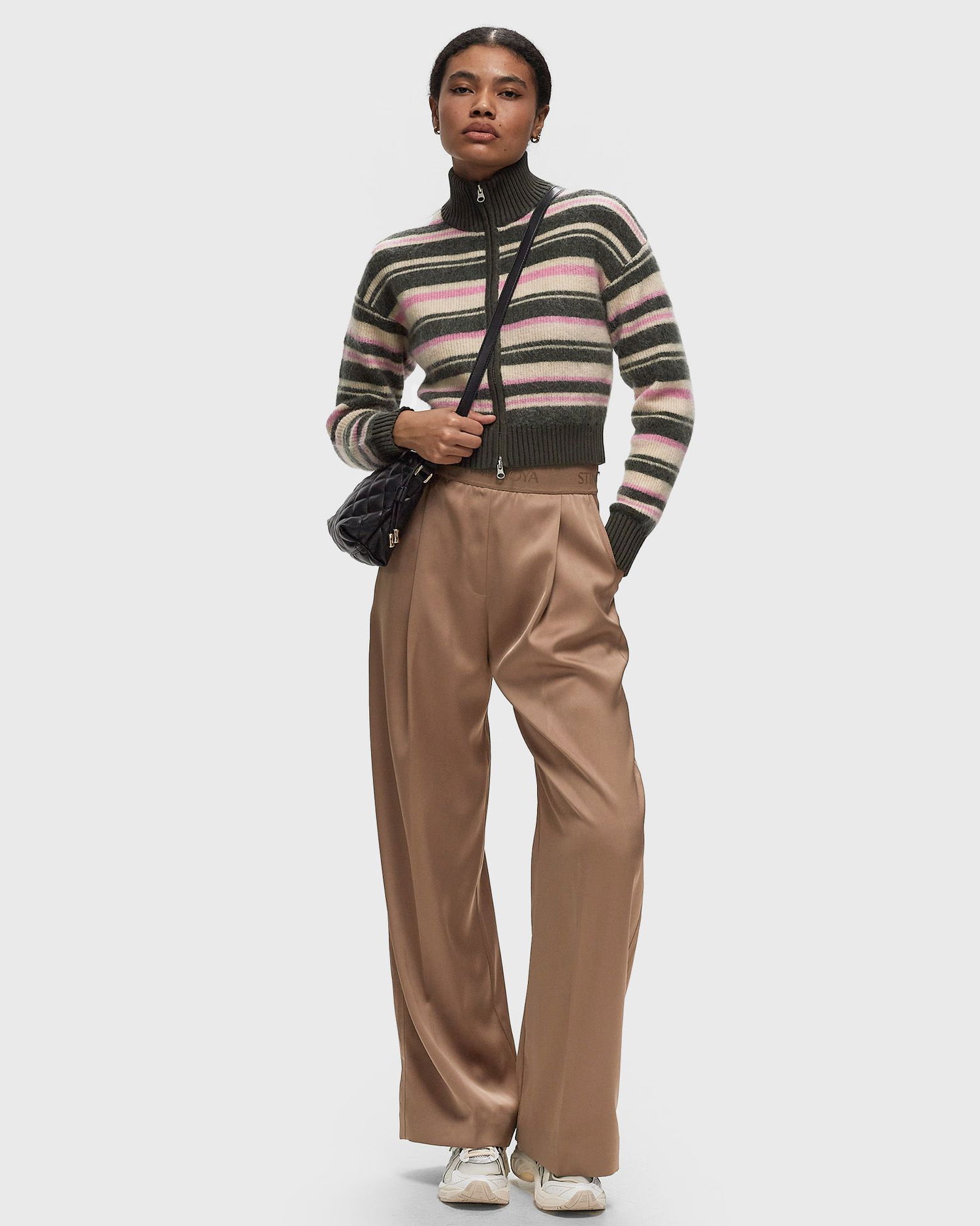 Pleteni pulover Samsoe Samsoe Samsøe & Samsøe Jeanne Striped Cropped Cardigan Večbarvna | F23300143-FOREST_NIGHT_ST, 1