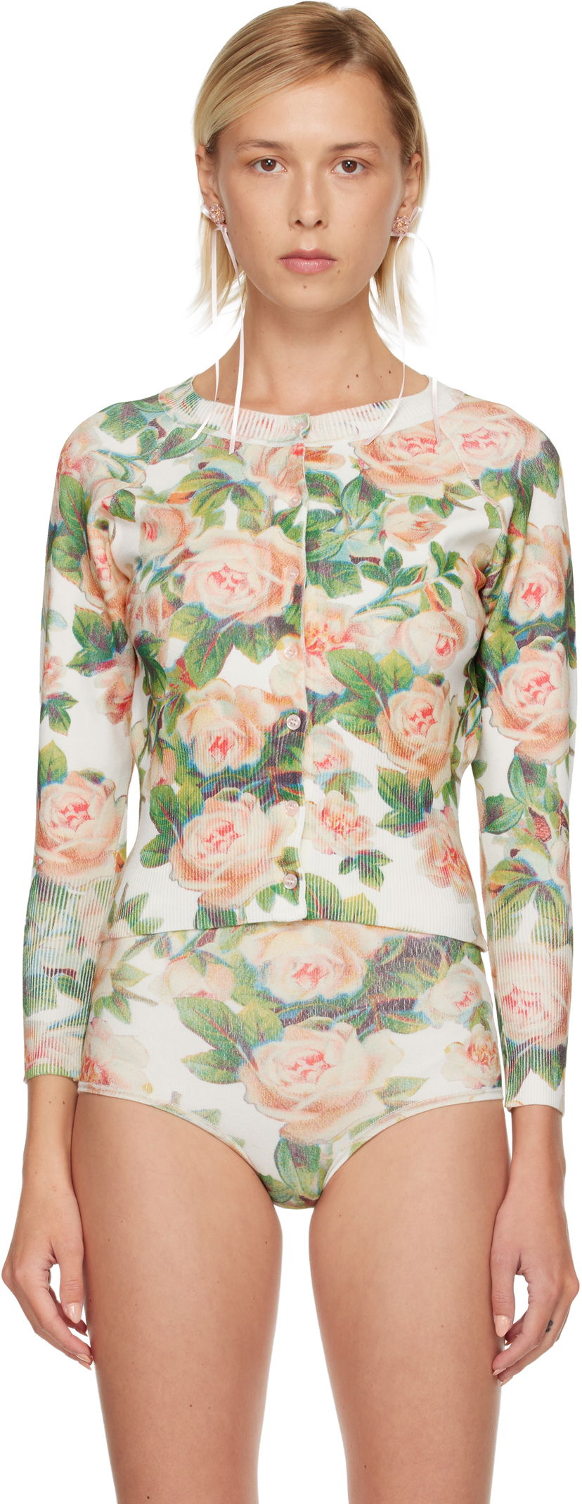 Pleteni pulover Simone Rocha Simone Rocha Shrunken Floral Knit Cardigan Večbarvna | EMK1P 0668