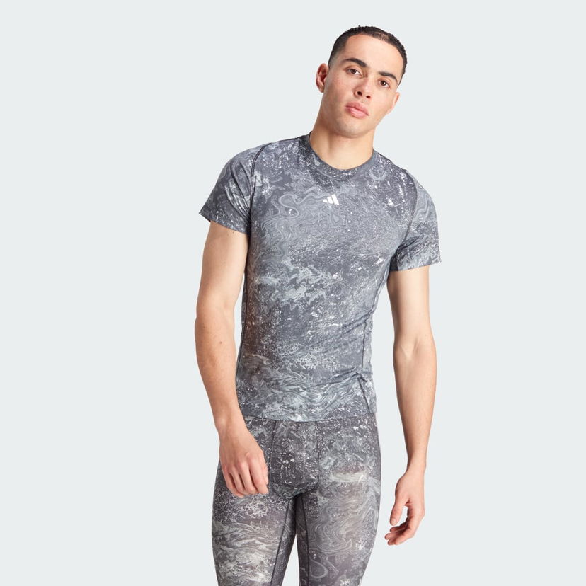 Majica adidas Performance Techfit AOP Training Siva | IL7344