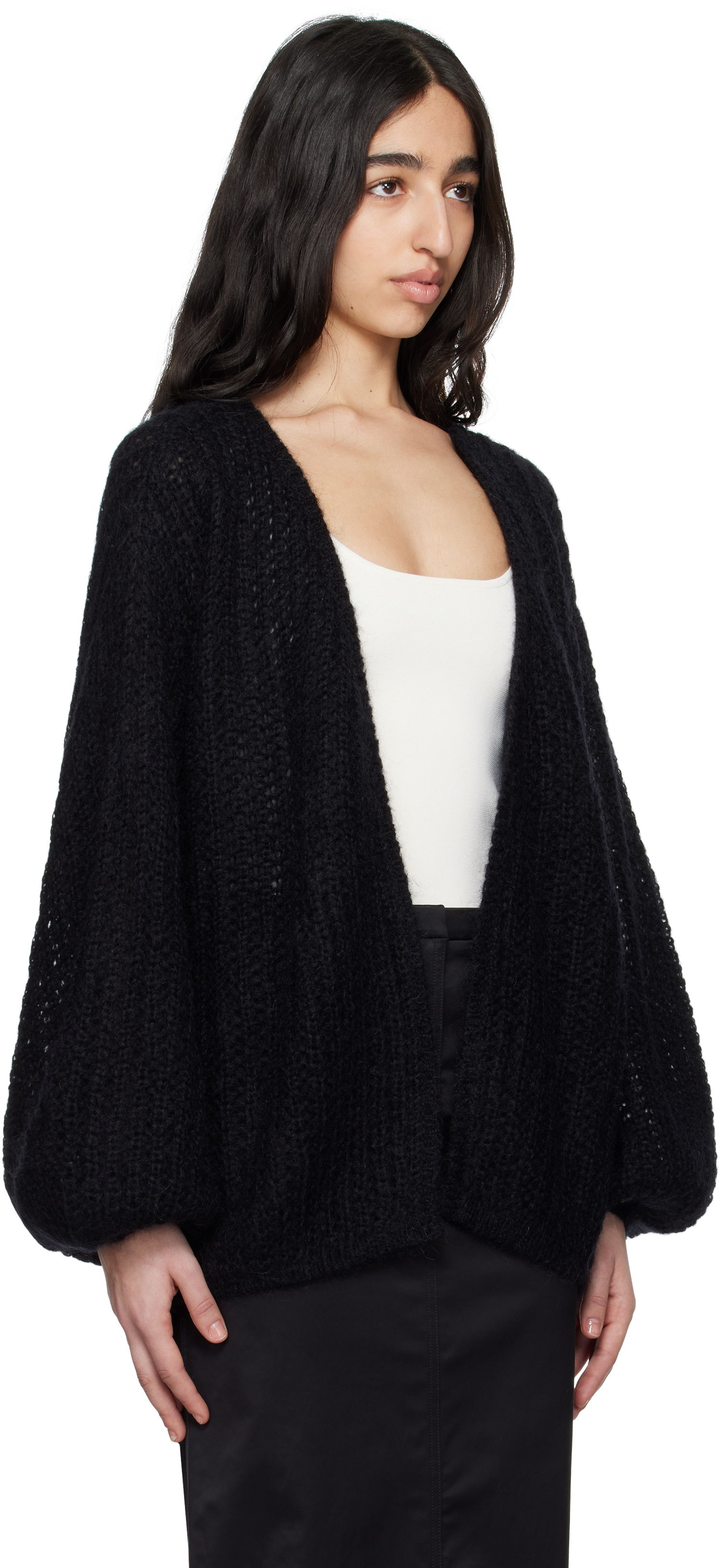 Pleteni pulover TOTEME TOTEME Puffed Cardigan Črna | 252-WRT0465-YA0160, 1