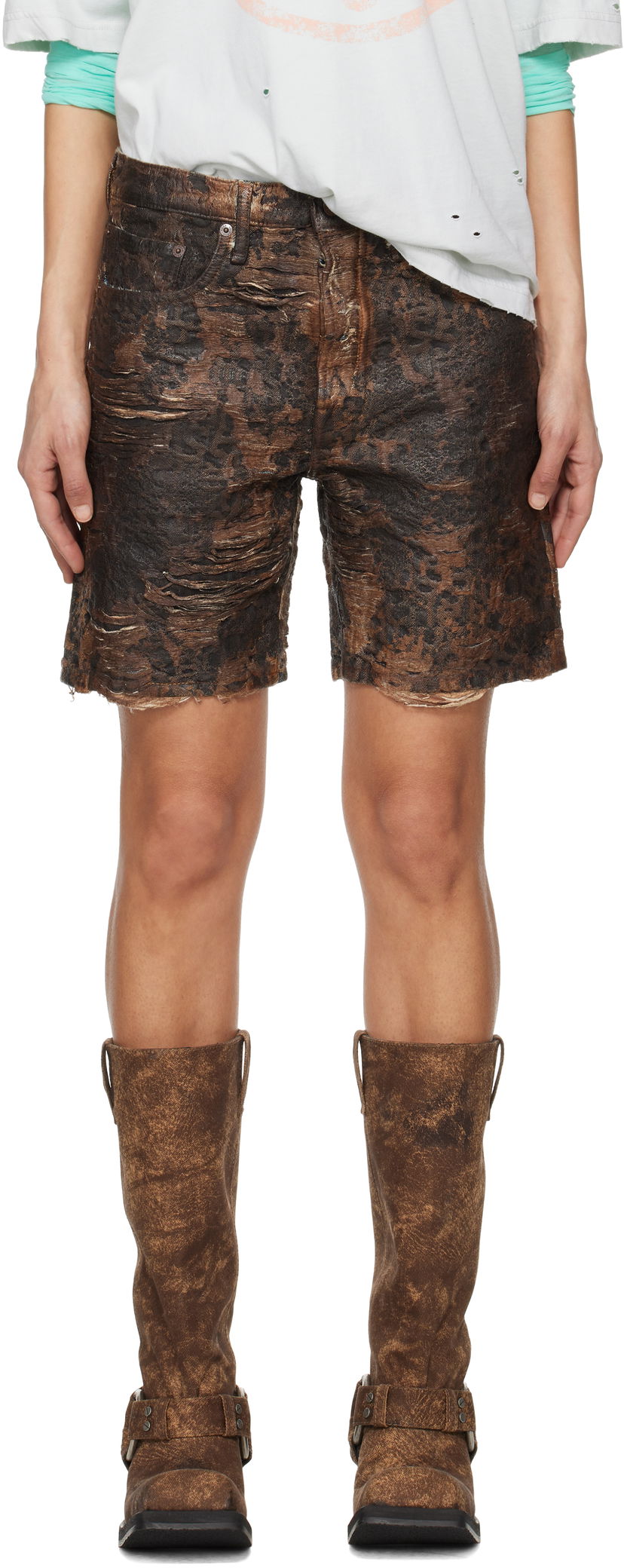 Kratke hlače Acne Studios Acne Studios Monogram Loose-Fit Denim Shorts Rjava | BE0176-