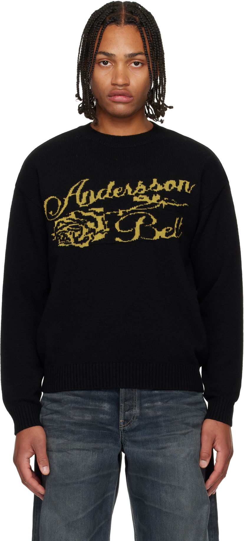 Pleteni pulover Andersson Bell Cashmere Rose Crew-Neck Sweater Črna | atb1372u
