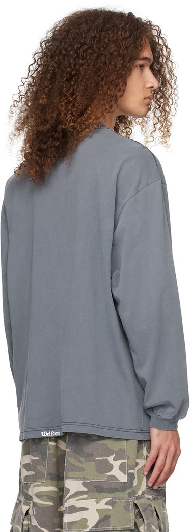 Majica We11done Monster Graphic Long Sleeve T-Shirt Modra | WD-TT0-24-718-U-NV, 2