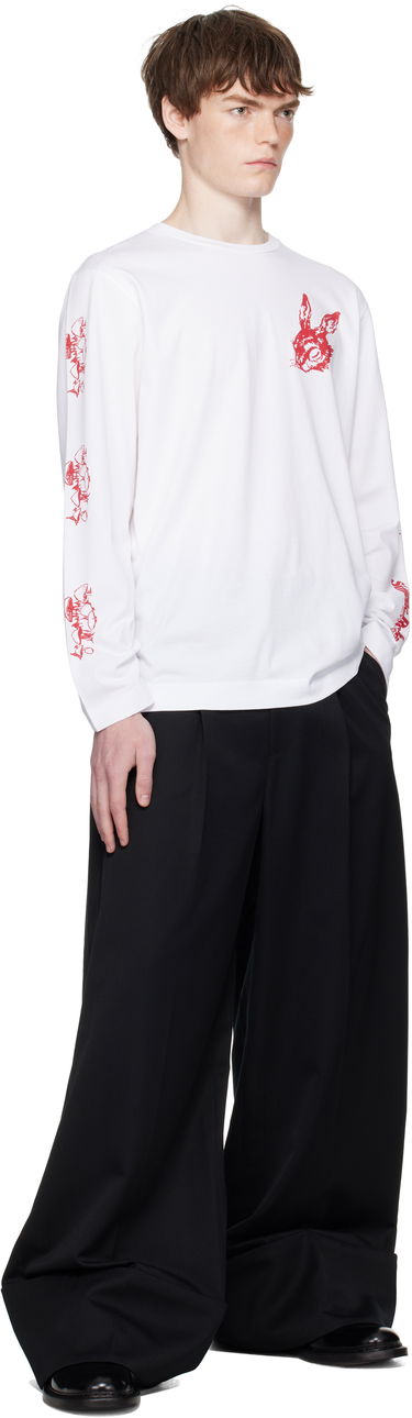Majica Simone Rocha Simone Rocha Tortoise & Hare Graphic Long Sleeve T-Shirt Bela | 5194P51-M 0569, 3