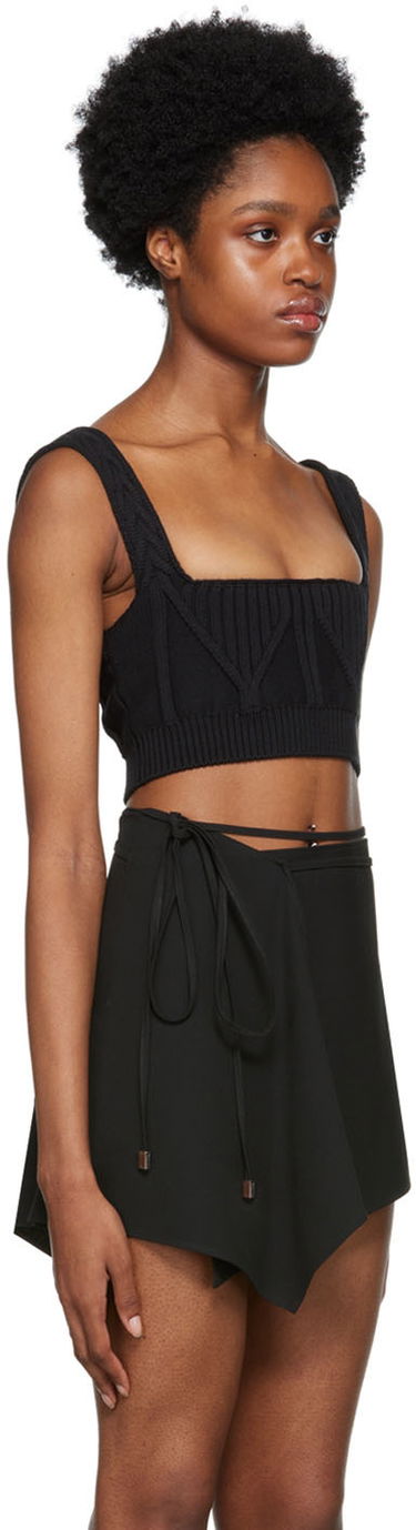 Pleteni pulover The Attico Attico Miles Knit Cropped Camisole Črna | 228WCT152 KC056, 1