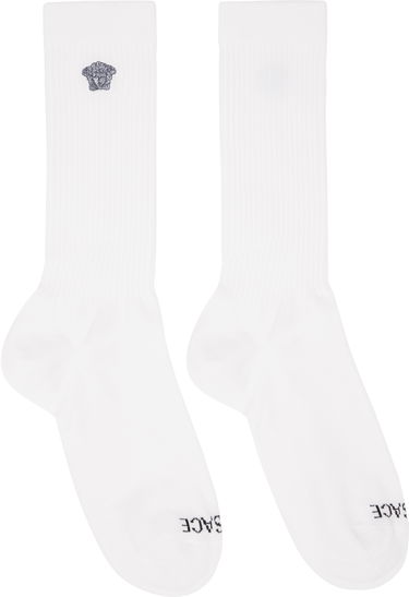 Nogavice Versace Versace Embroidered Medusa Ribbed Socks Bela | 1008835_1A13105, 0