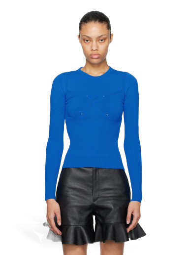 Pleteni pulover Marine Serre SSENSE x Sweater Modra | WTO085