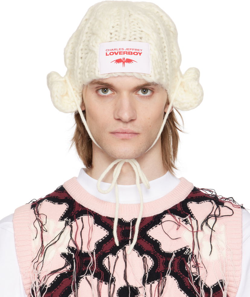 Beanie Charles Jeffrey Loverboy Charles Jeffrey LOVERBOY Chunky Aviator Beanie with Earflaps Bela | 54130201