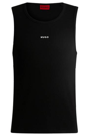 Majica brez rokavov BOSS HUGO Men's Stretch-Cotton Tank Top Črna | 50542089