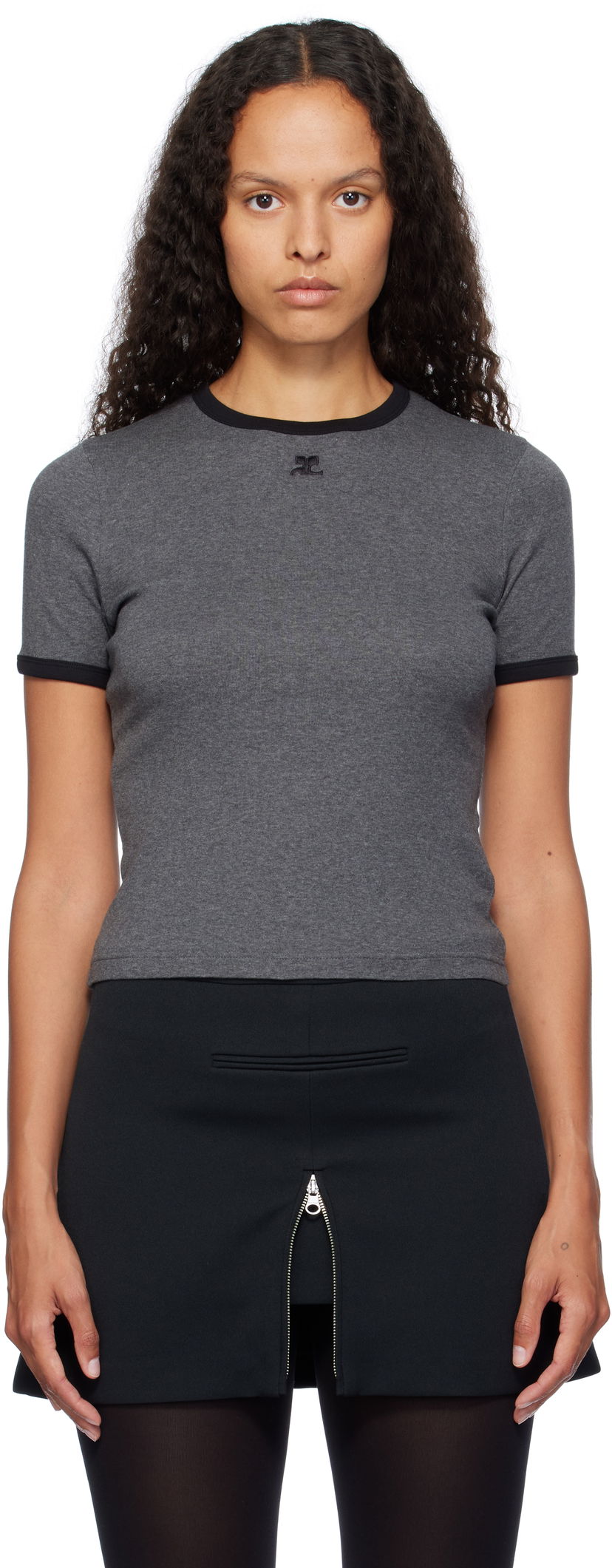 Majica Courrèges Contrast Trim Signature T-Shirt Siva | 324JTS017JS0166