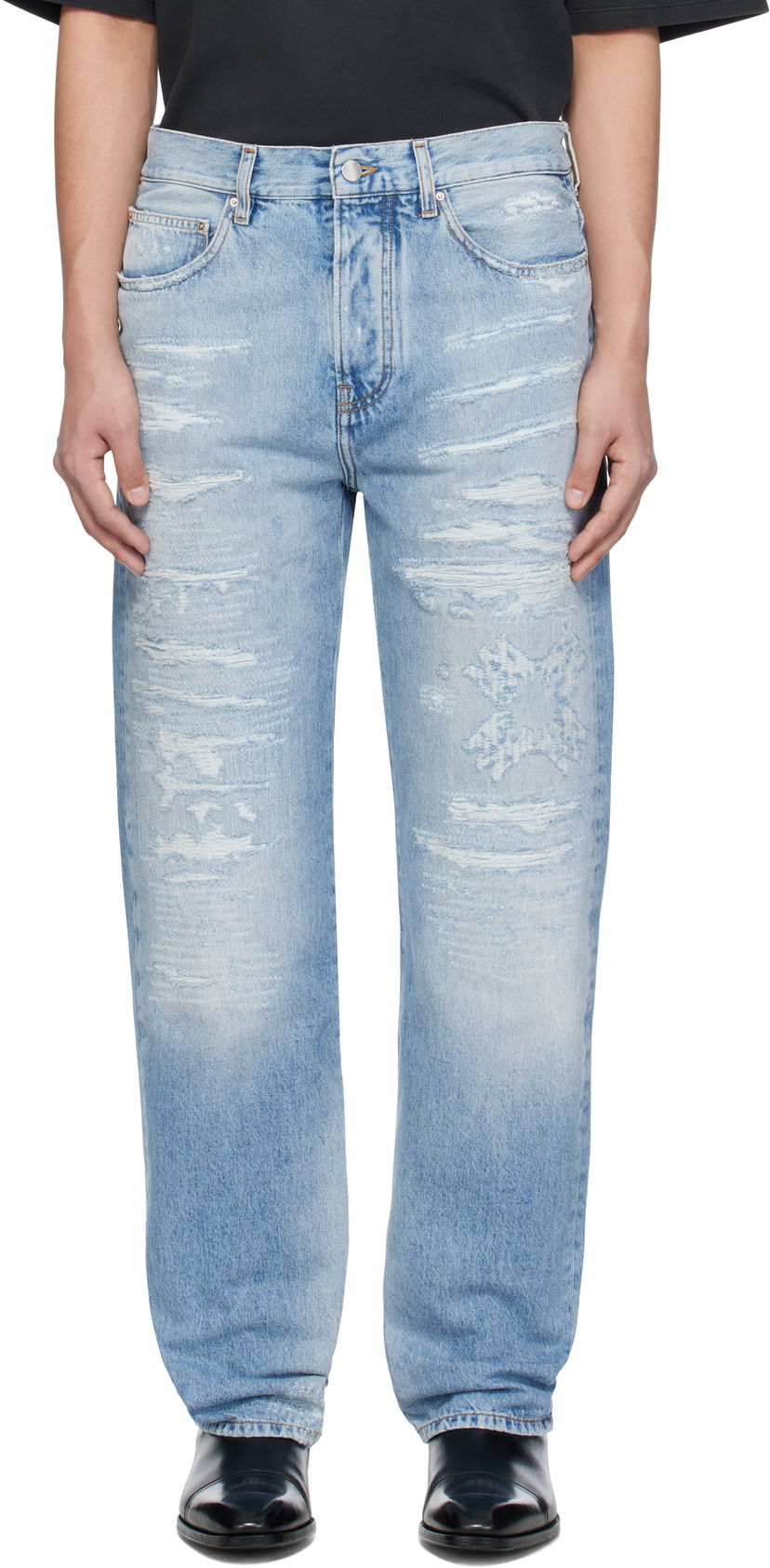 Kavbojke AMIRI AMIRI 'MA' Quad Repaired Straight Jeans Modra | AMDNGH1070