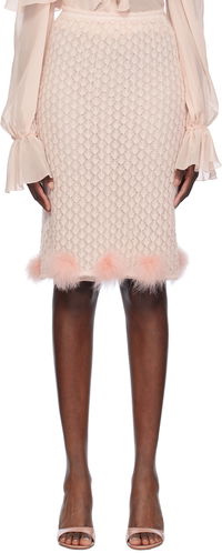 Feather Appliqué Midi Skirt