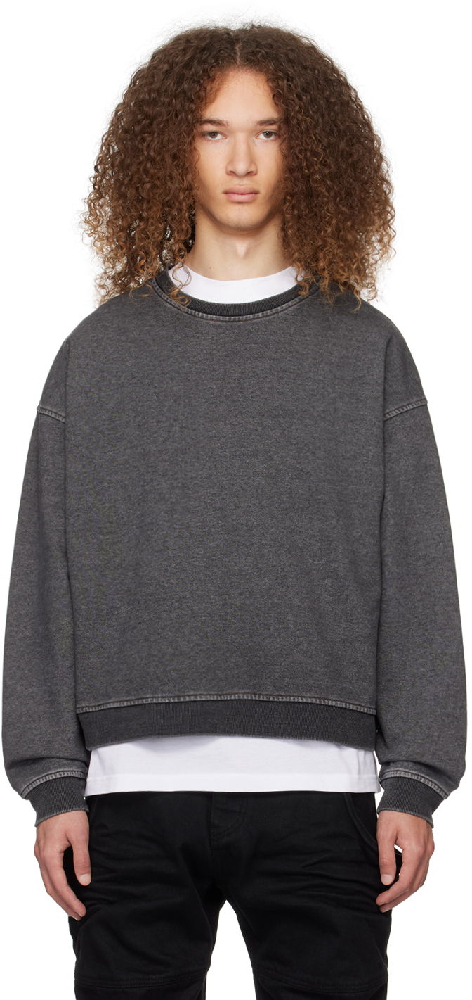 Pulover We11done We11done Faded Crewneck Sweatshirt Siva | WD-TS0-24-788-U-BK