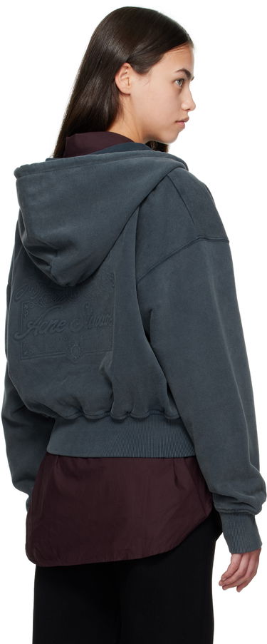 Pulover Acne Studios Acne Studios Cropped Zip Hoodie Siva | AI0167-, 2