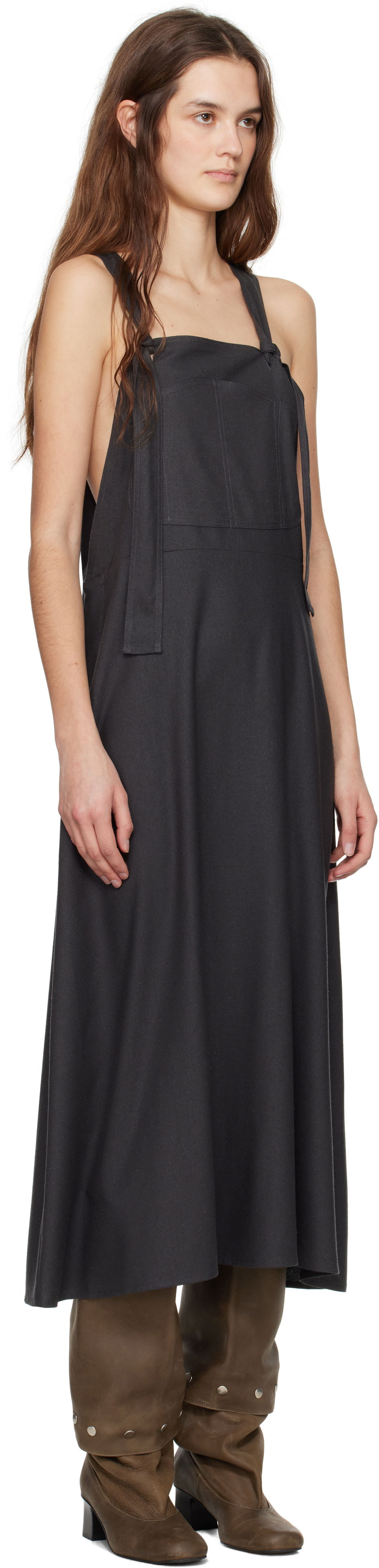 Obleke Baserange Baserange Gren Overalls Midi Dress Siva | DRGRO-WS-SP25, 1
