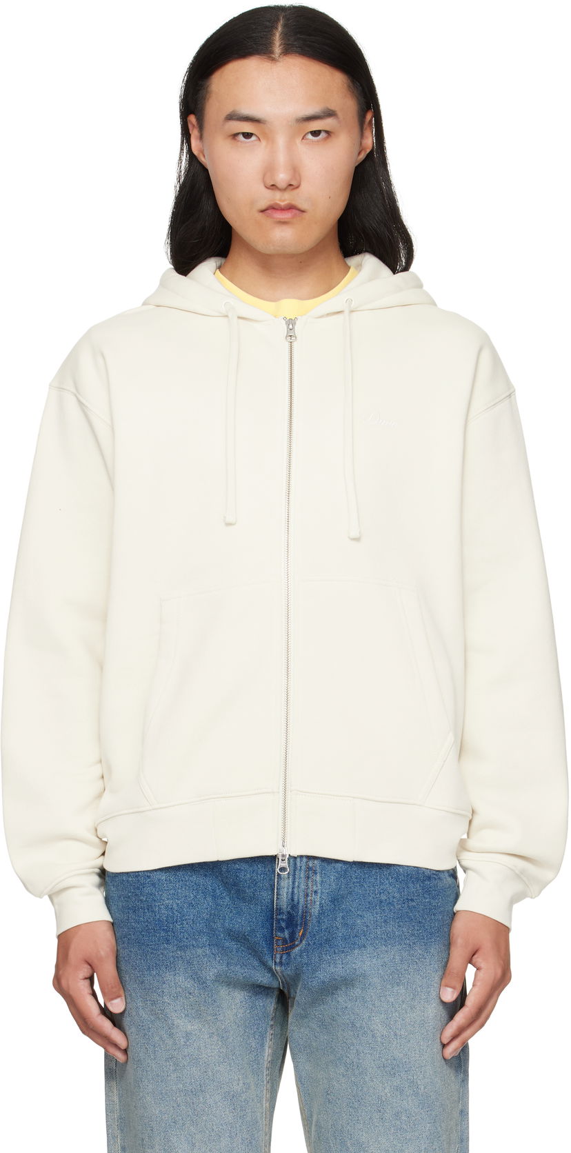 Pulover Dime Dime Cursive Zip Hoodie Bela | DIMEFA2573NAT