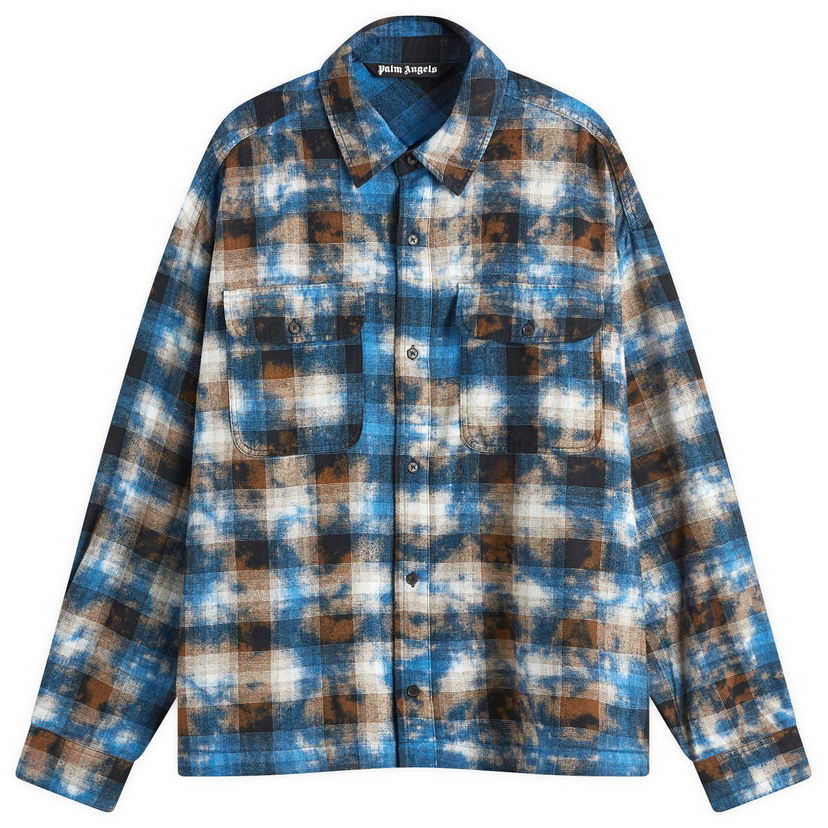 Srajce Palm Angels Checked Shirt Modra | PMGE043S25FAB0034003