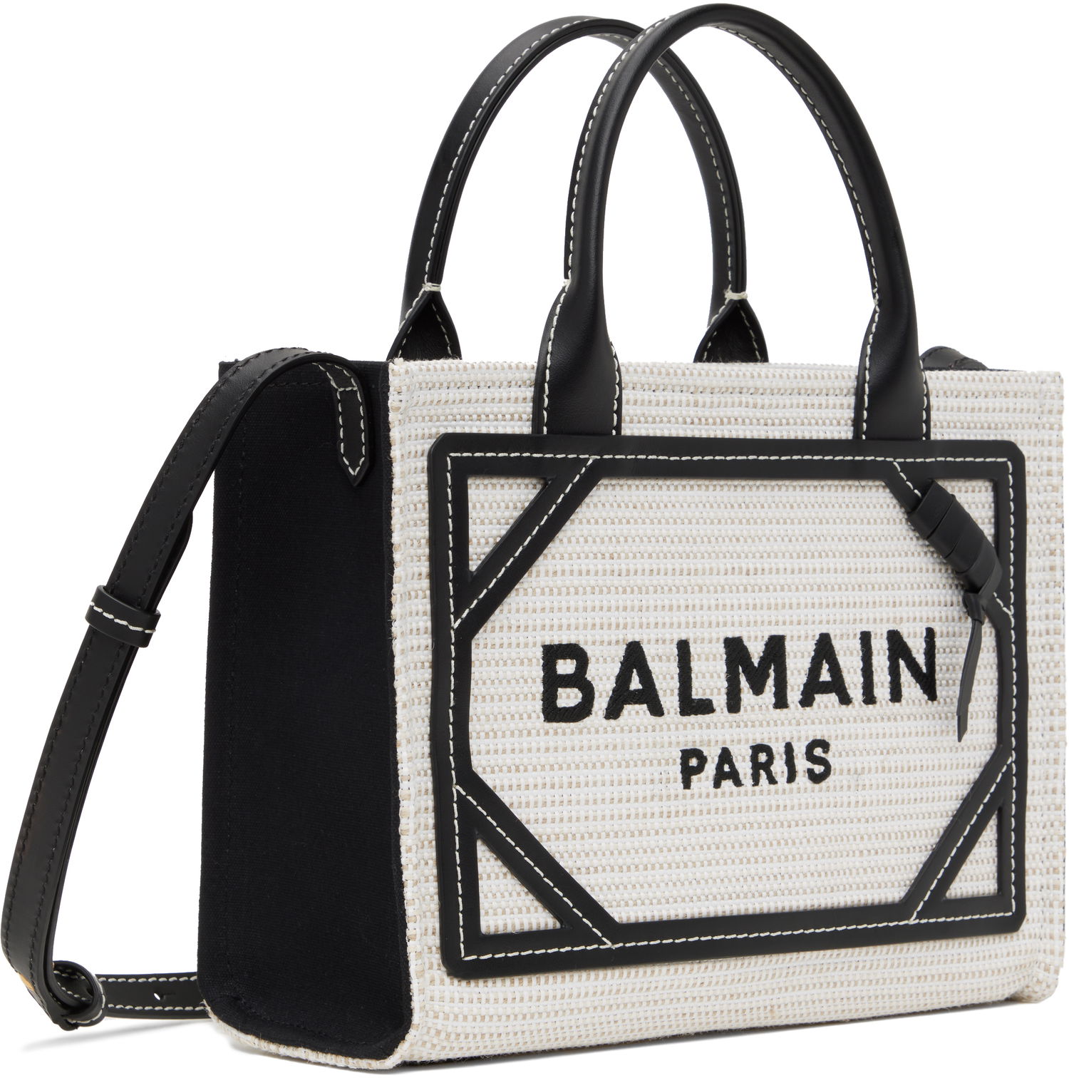 Tote bag Balmain Balmain B-Army Small Raffia Tote Črna | EN0FE900TCRB, 1