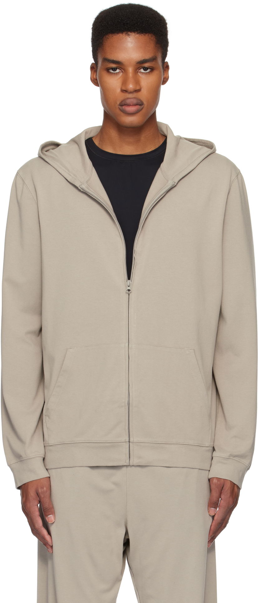 Pulover SKIMS Jersey Lounge Zip-Up Hoodie Siva | TP-ZUP-5417M