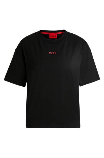Majica BOSS Hugo Relaxed Fit Jersey T-Shirt with Contrast Logo Črna | 50490593